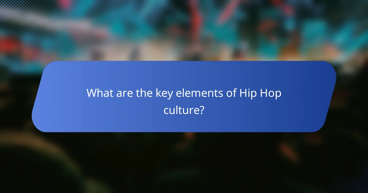 What are the key elements of Hip Hop culture?