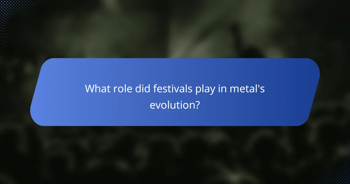 What role did festivals play in metal's evolution?
