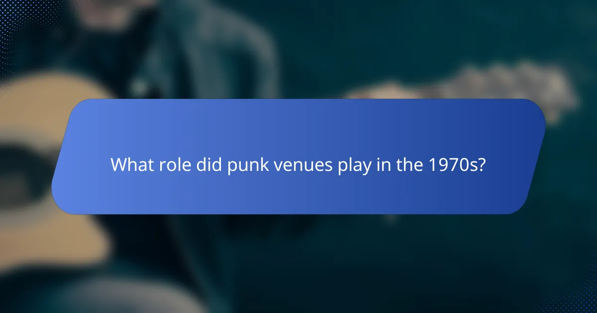 What role did punk venues play in the 1970s?