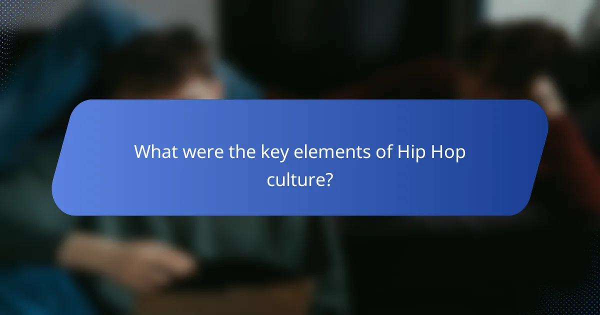 What were the key elements of Hip Hop culture?